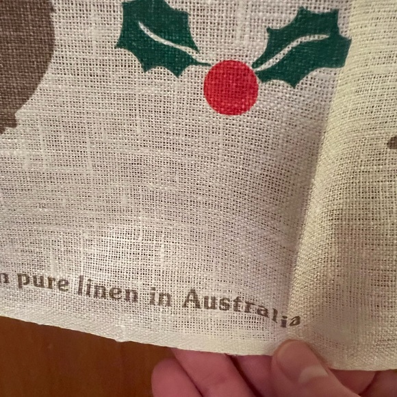 Rodriquez Pure Linen Tea Towel Hand Australia Vintage Koala Bear Holiday Holly - Picture 5 of 10